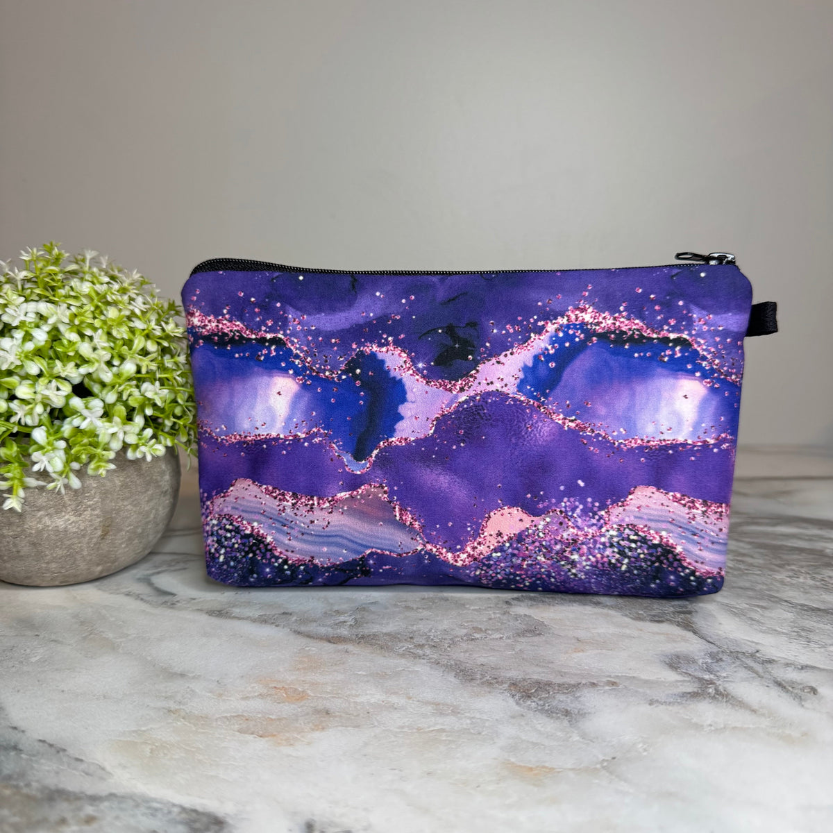 Pouch - Purple Rose Gold Sparkle Waves