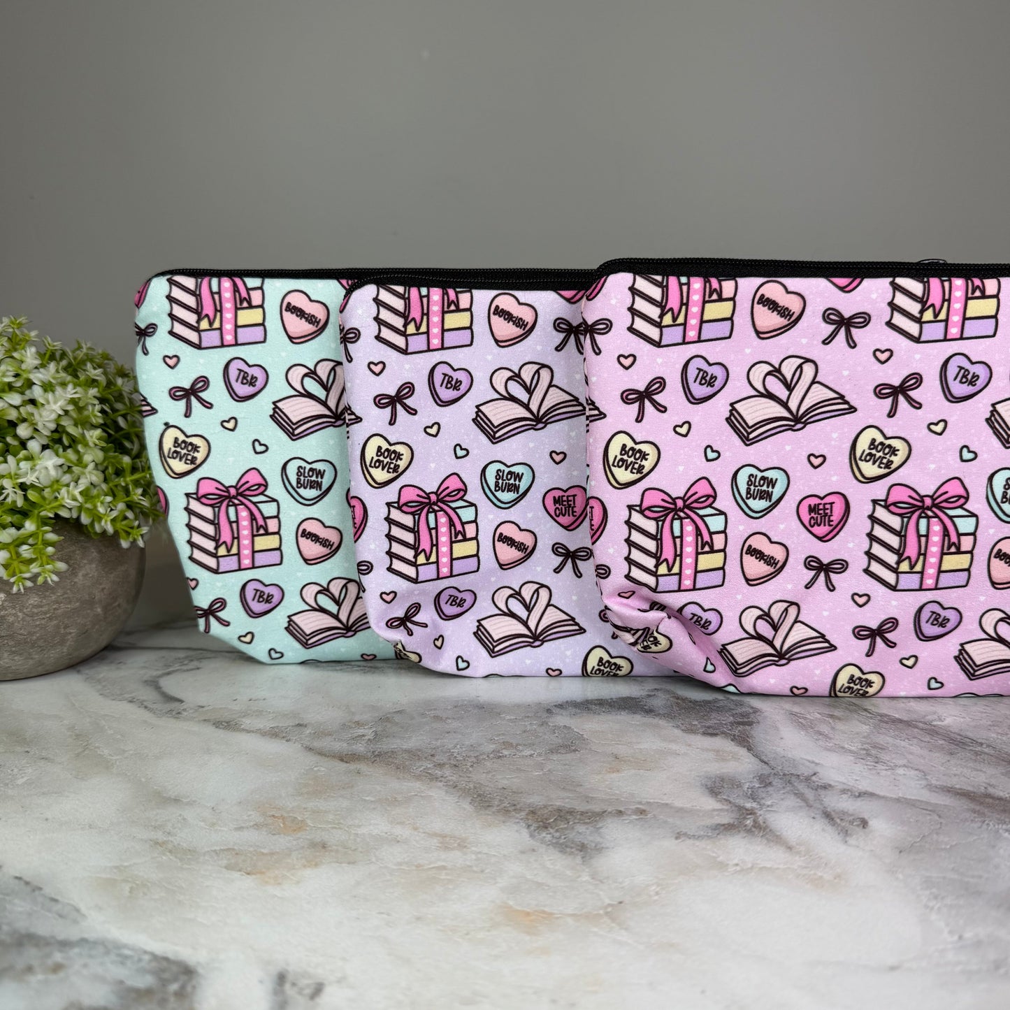 Pouch - Book Heart Romance TBR, Pink