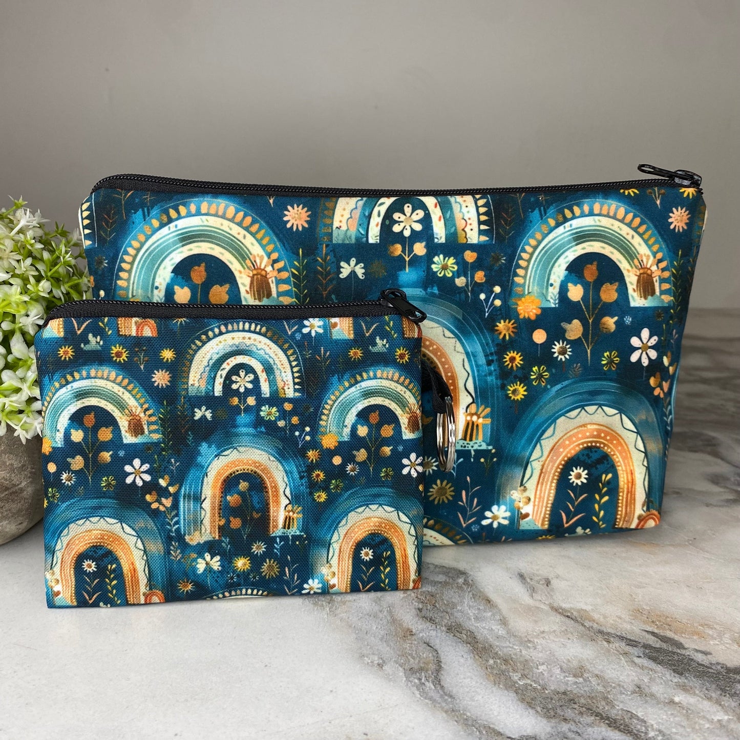 Pouch & Mini Pouch Bundled Set - Blue Bronze Rainbow