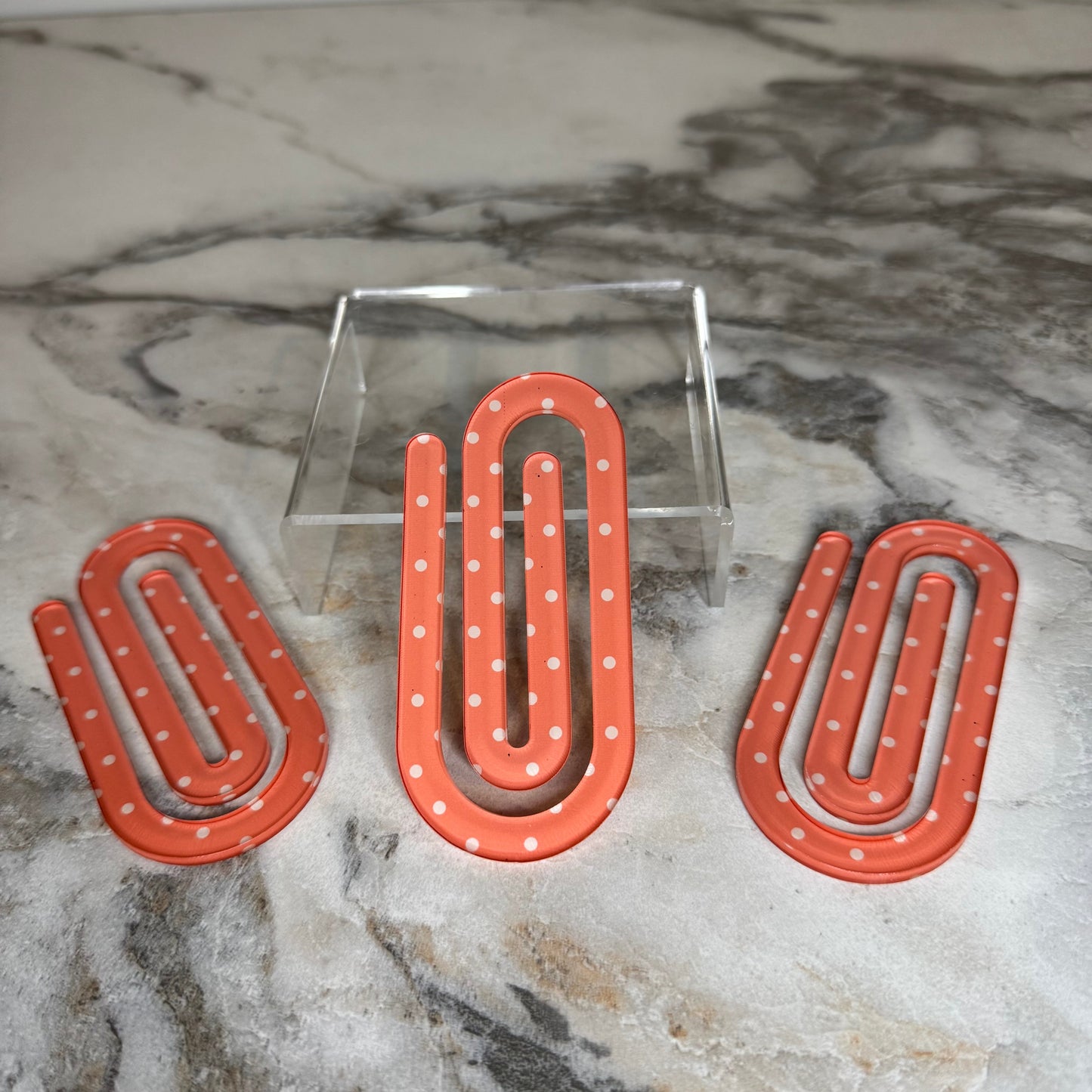 Jumbo Paperclip - Coral Polka Dot - PREORDER