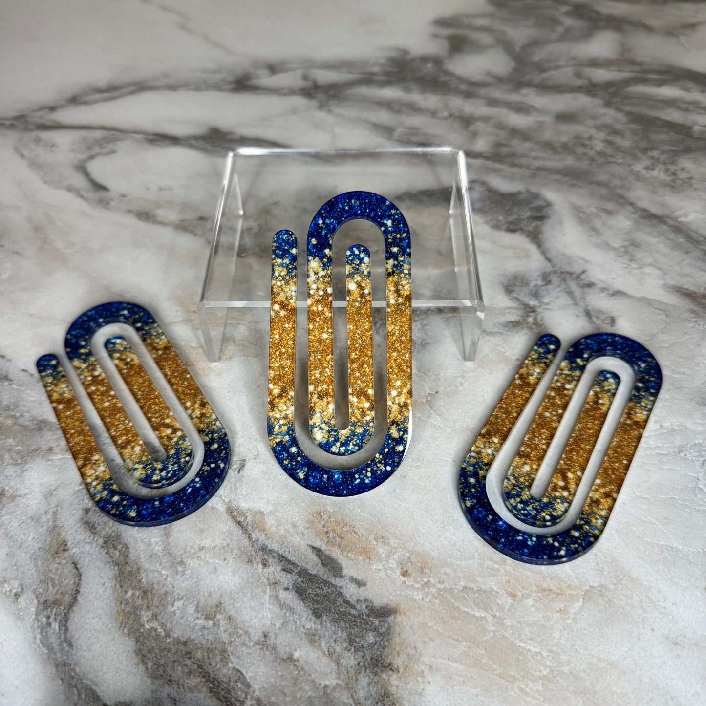 Jumbo Paperclip - Blue Gold Glitter - PREORDER