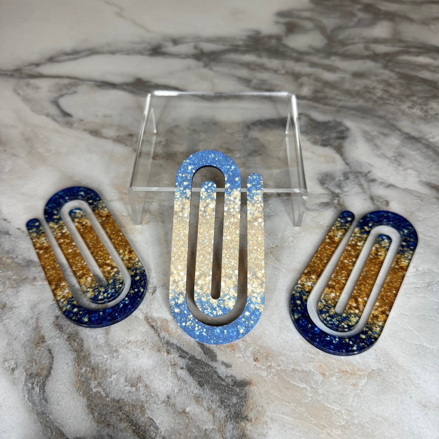 Jumbo Paperclip - Blue Gold Glitter - PREORDER