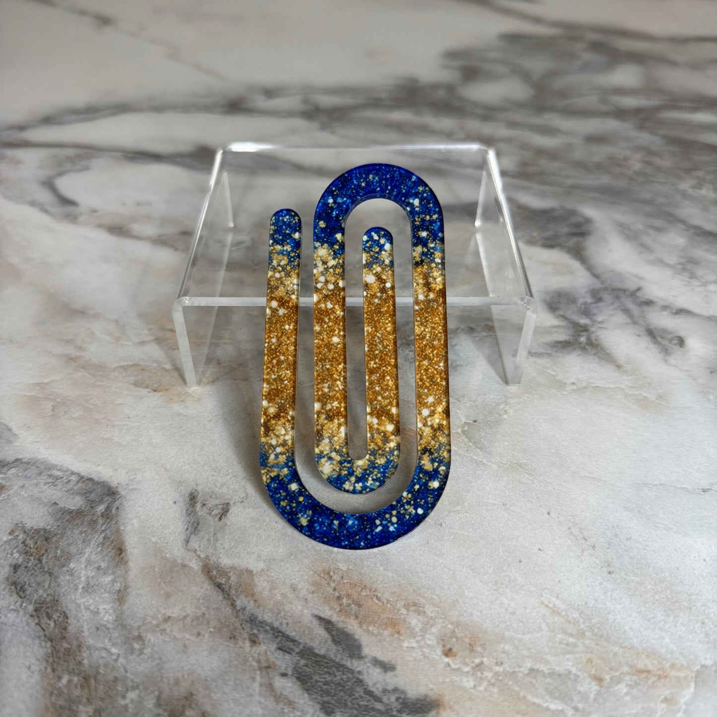 Jumbo Paperclip - Blue Gold Glitter - PREORDER
