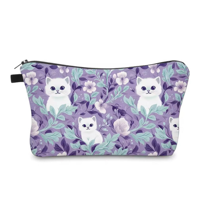 Pouch - Cats Purple Turquoise (Larger Print)