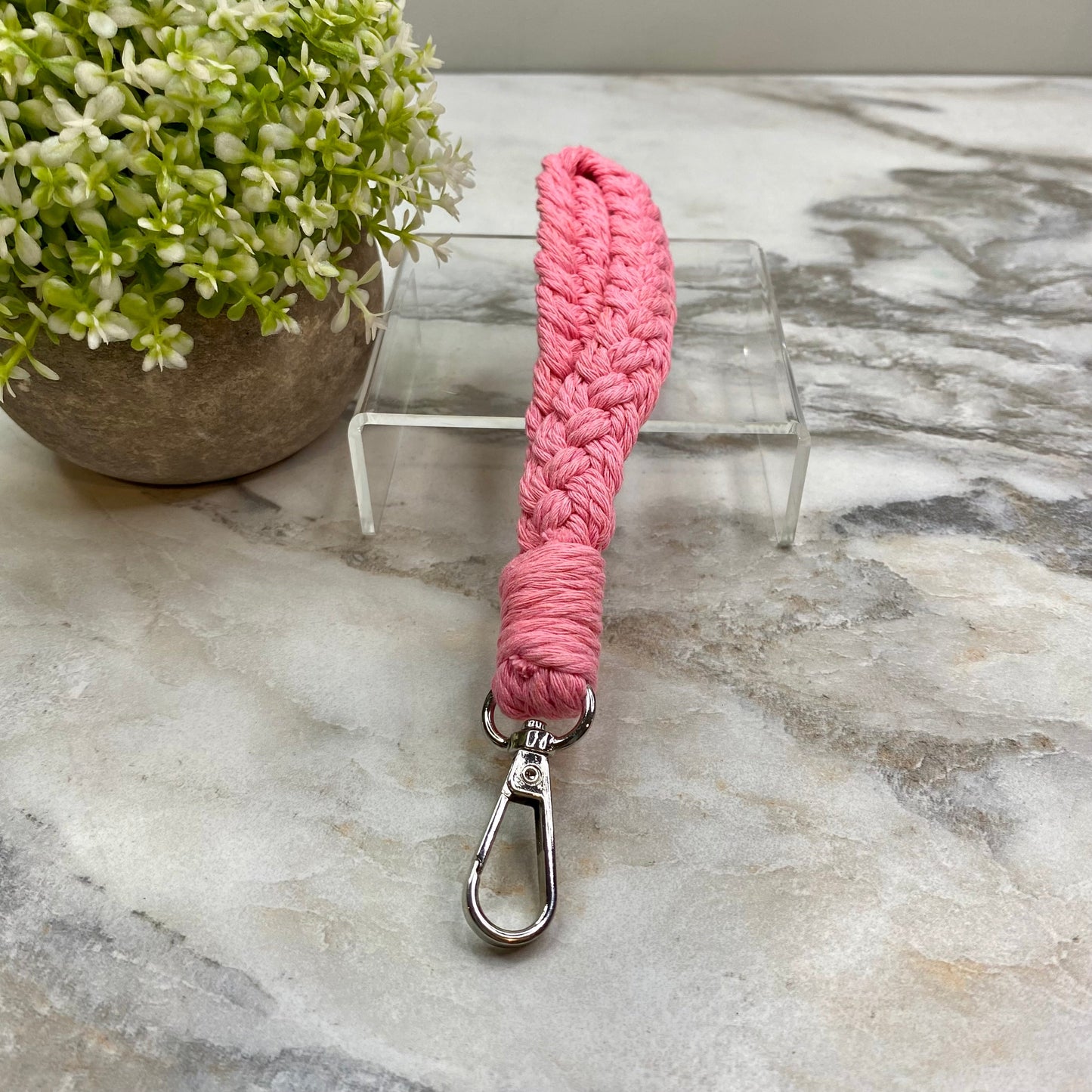 Keychain - Macrame Bracelet - Braided Pink