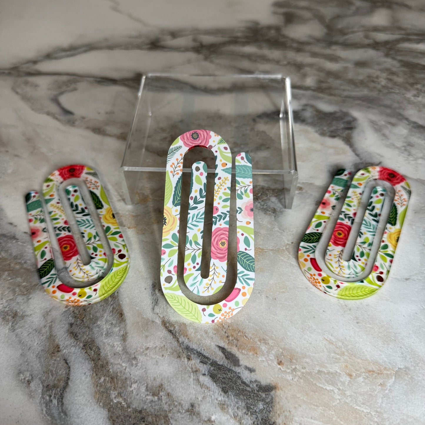 Jumbo Paperclip - White Background Floral - PREORDER
