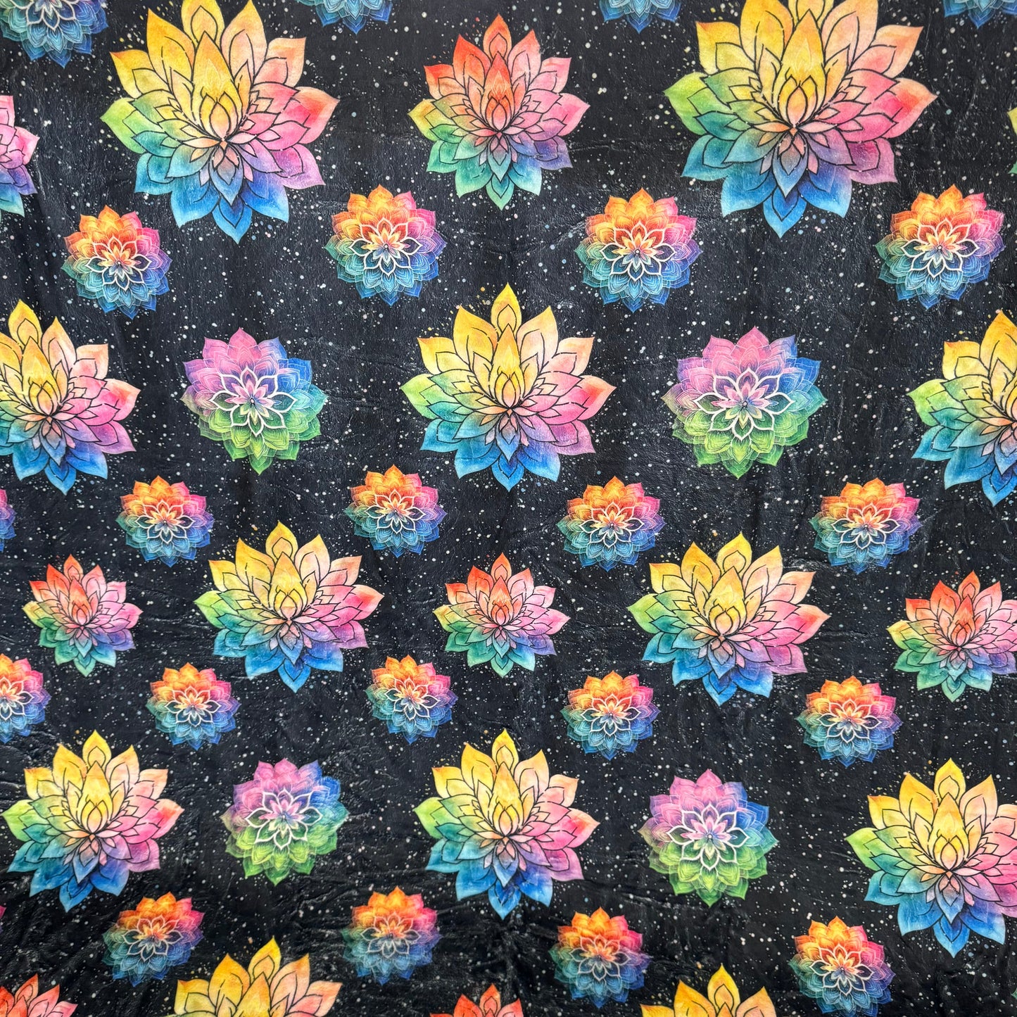 Blanket - Rainbow Mandala on Black
