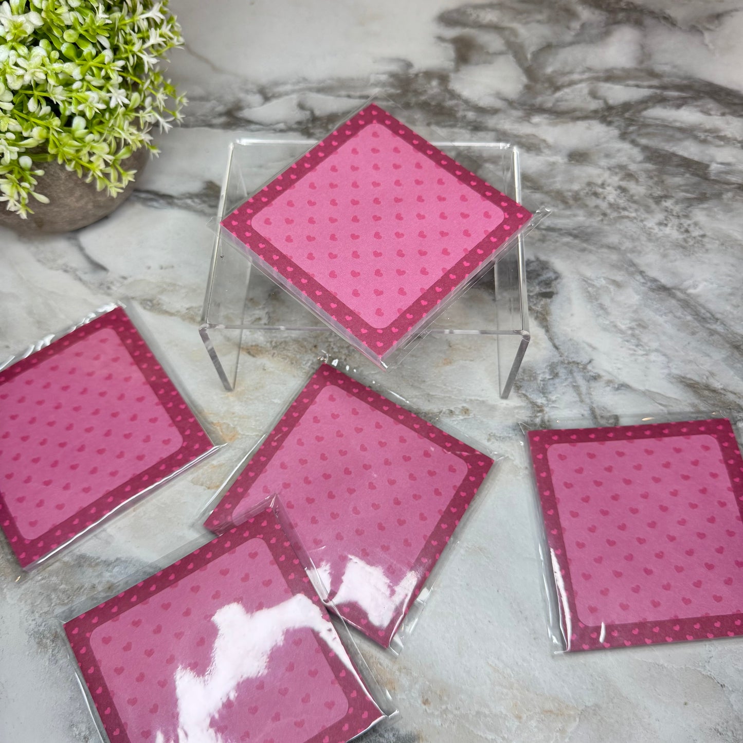 The Sticky Note Collection - Maroon Pink Hearts