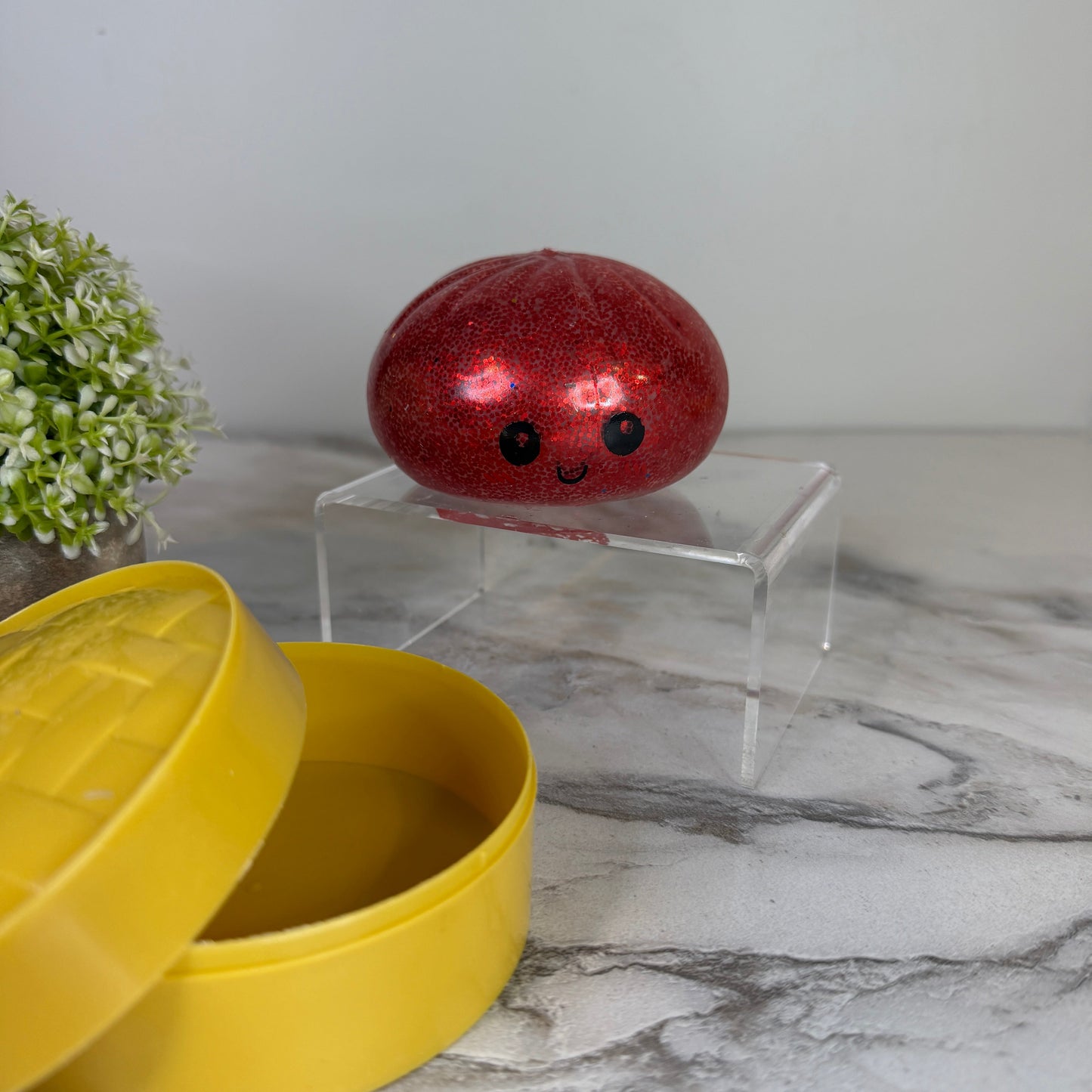 Squishy Toy - Viral Dumpling, Red Glitter + Water Beads