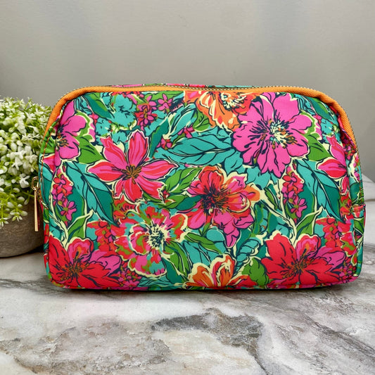 Nylon Belt Bag - Crossbody + Fanny - Floral Orange