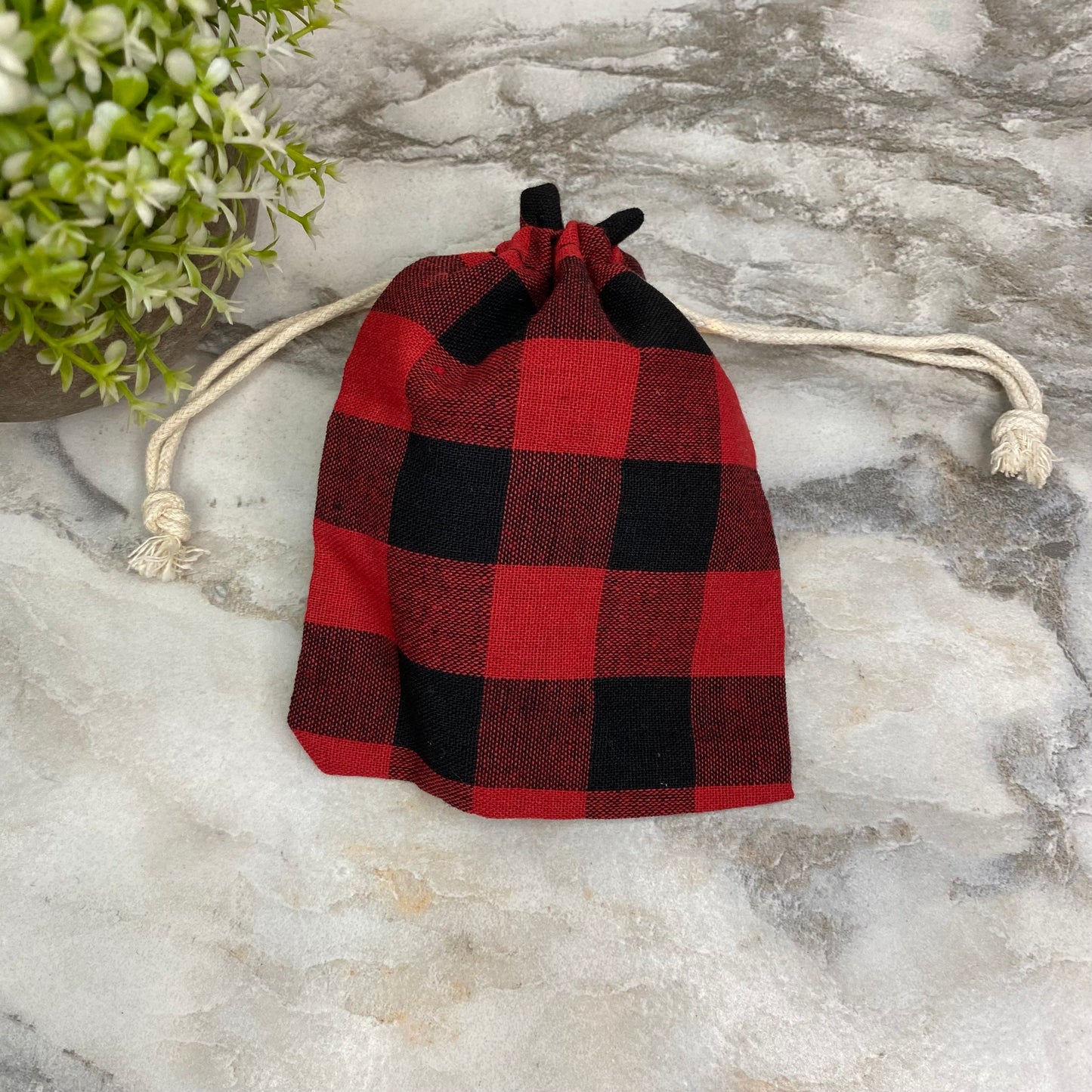 Mini Drawstring Cinch Bags - Plaid