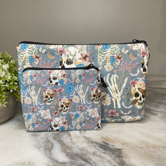Pouch & Mini Pouch Bundled Set - Skeleton Floral