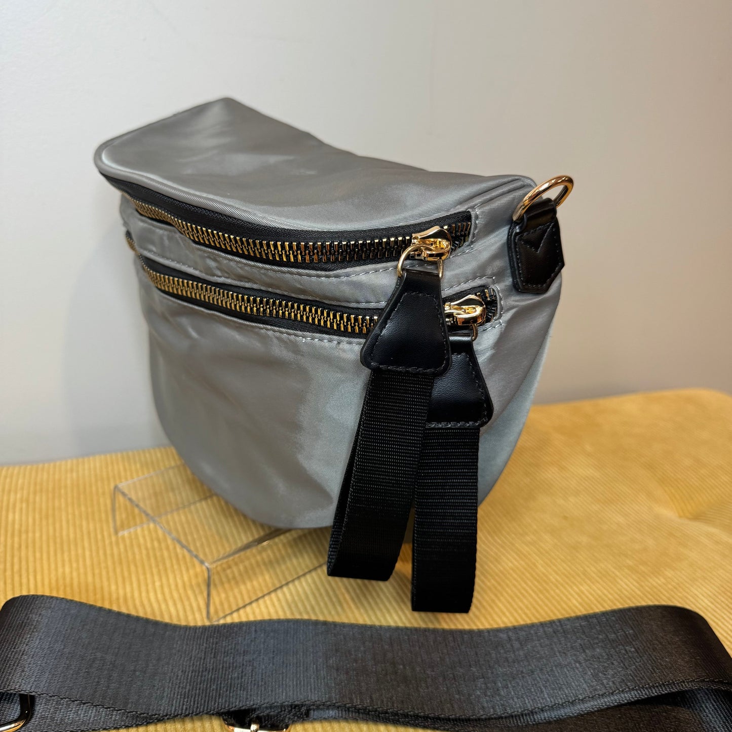 The Roni Nylon Crossbody - Grey + Black