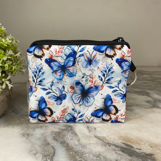 Mini Pouch - Butterfly Blue Leaves