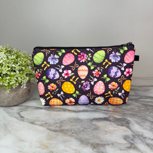 Pouch - Easter - Eggs Bows on Eggplant