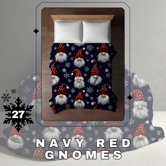 Blanket Christmas - Navy Red Gnomes - PREORDER