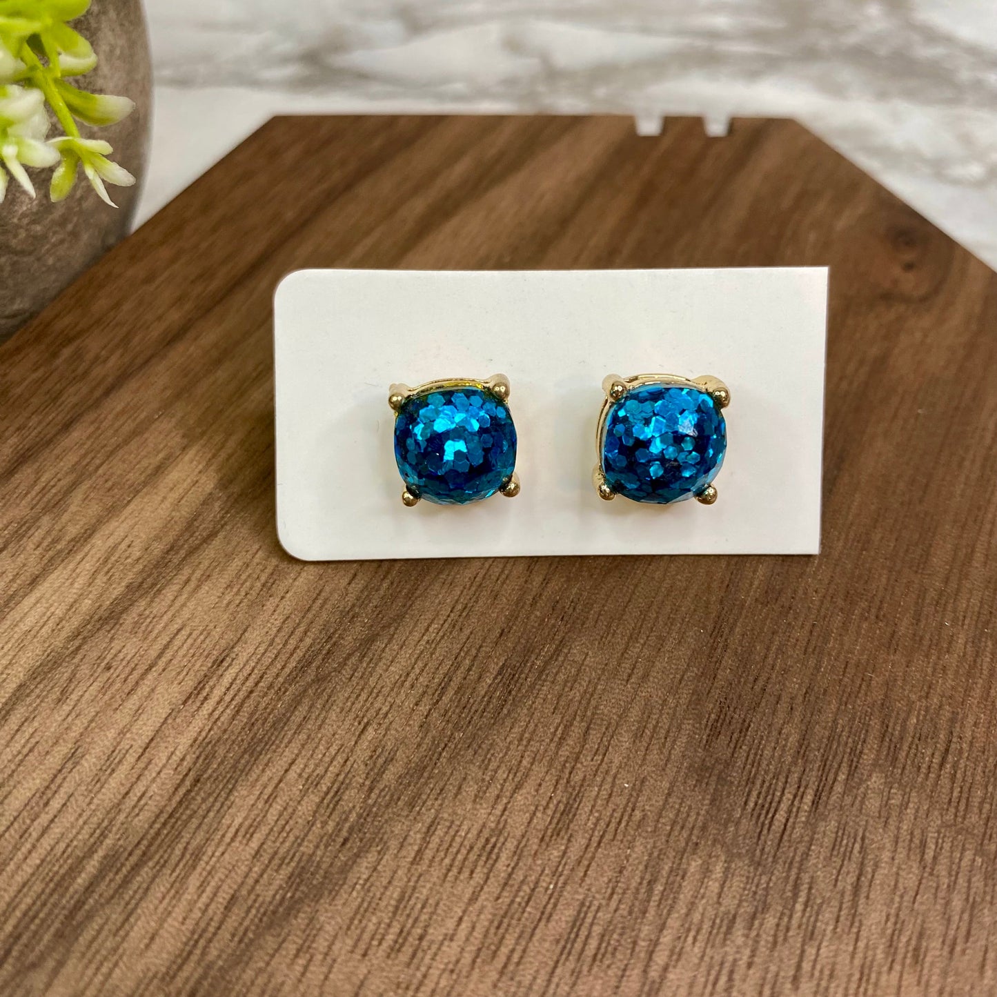 Metal & Acrylic Stud - Blue Disco