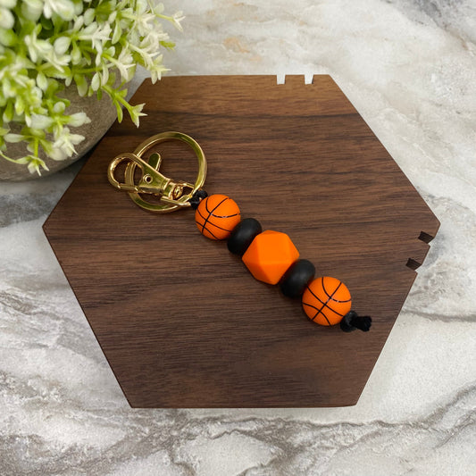 Keychain - Silicone Bead - Basketball