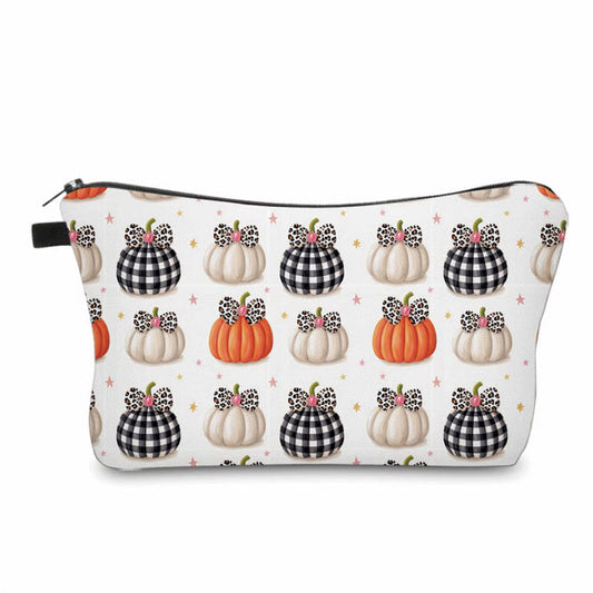 Pouch - Halloween Fall - Bow Plaid Pumpkins