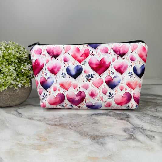 Pouch - Watercolor Hearts