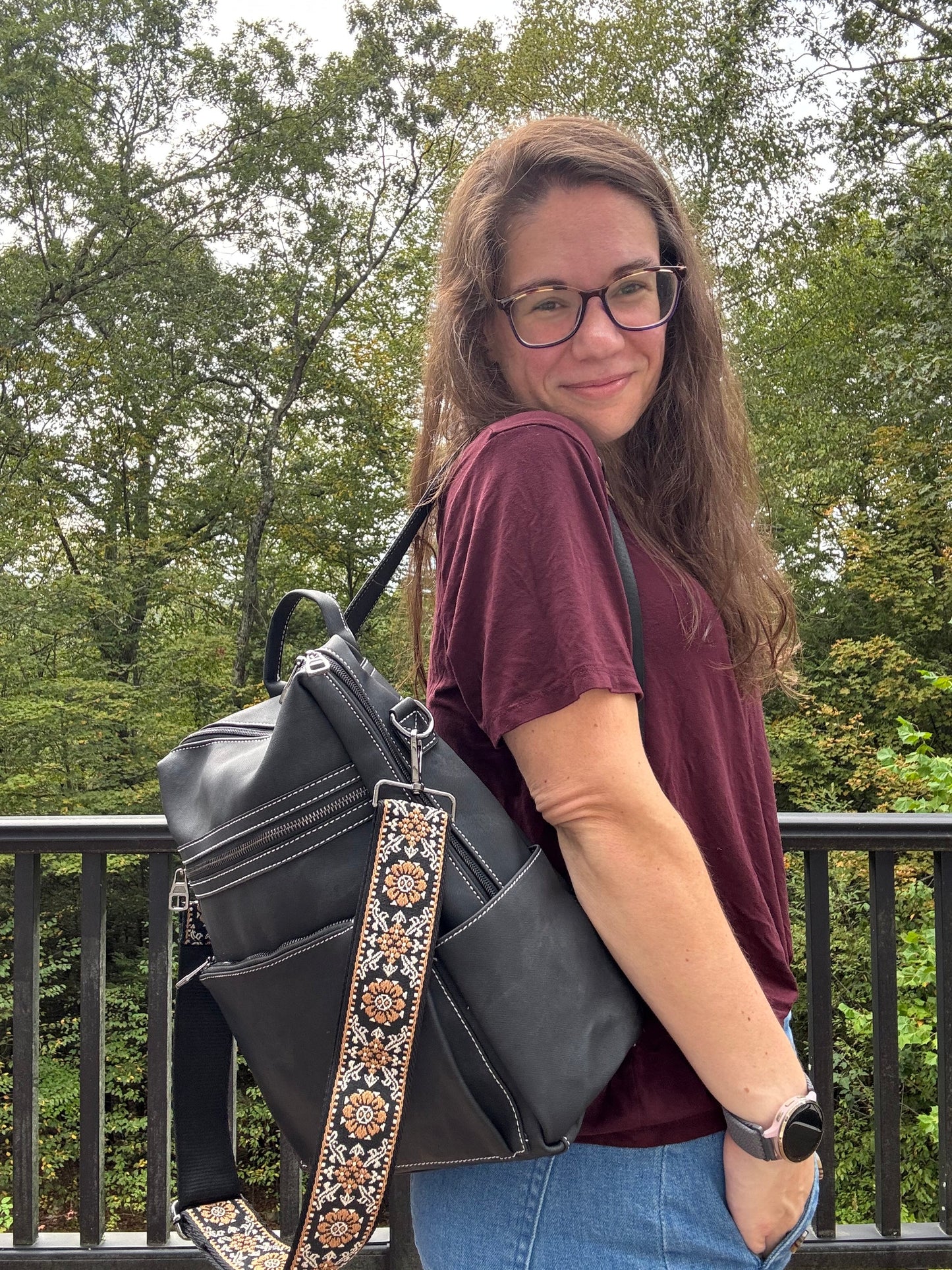 Denim Suede Brooke Backpack + Pouch