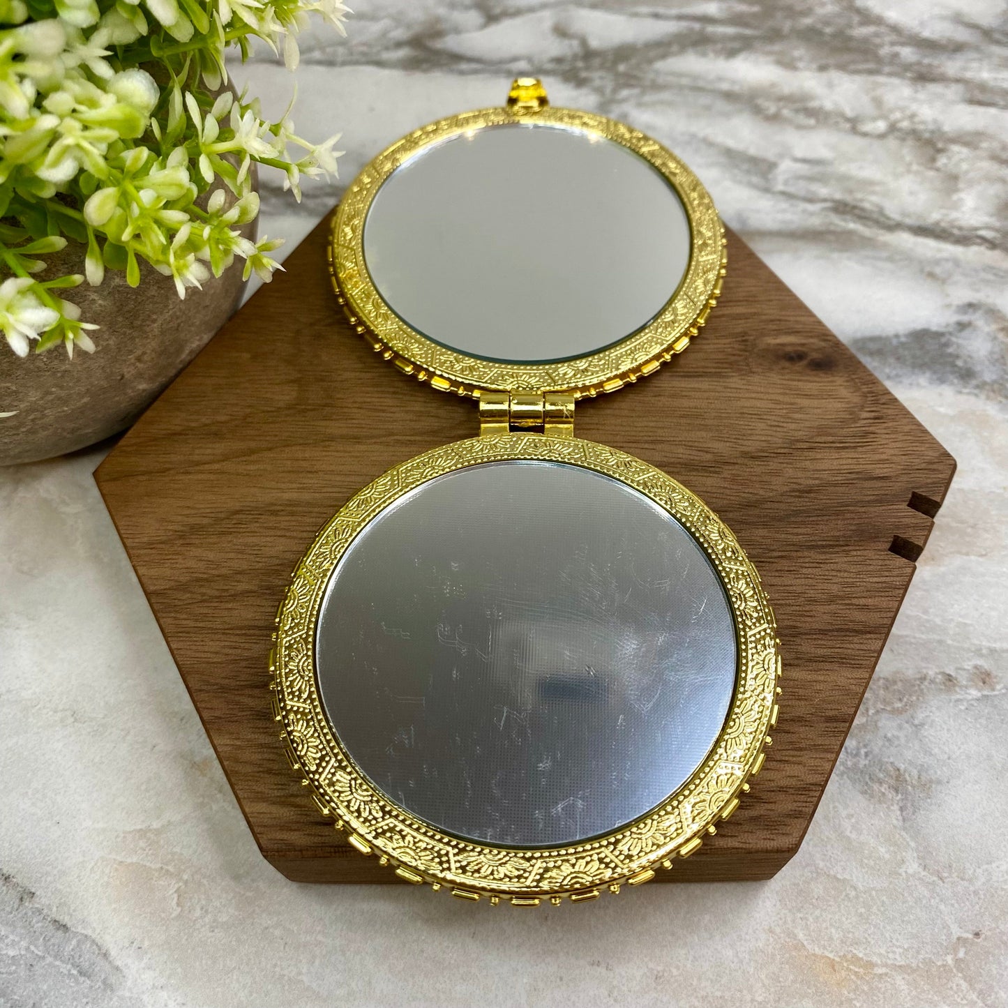 Compact Mirror - Ivory Floral