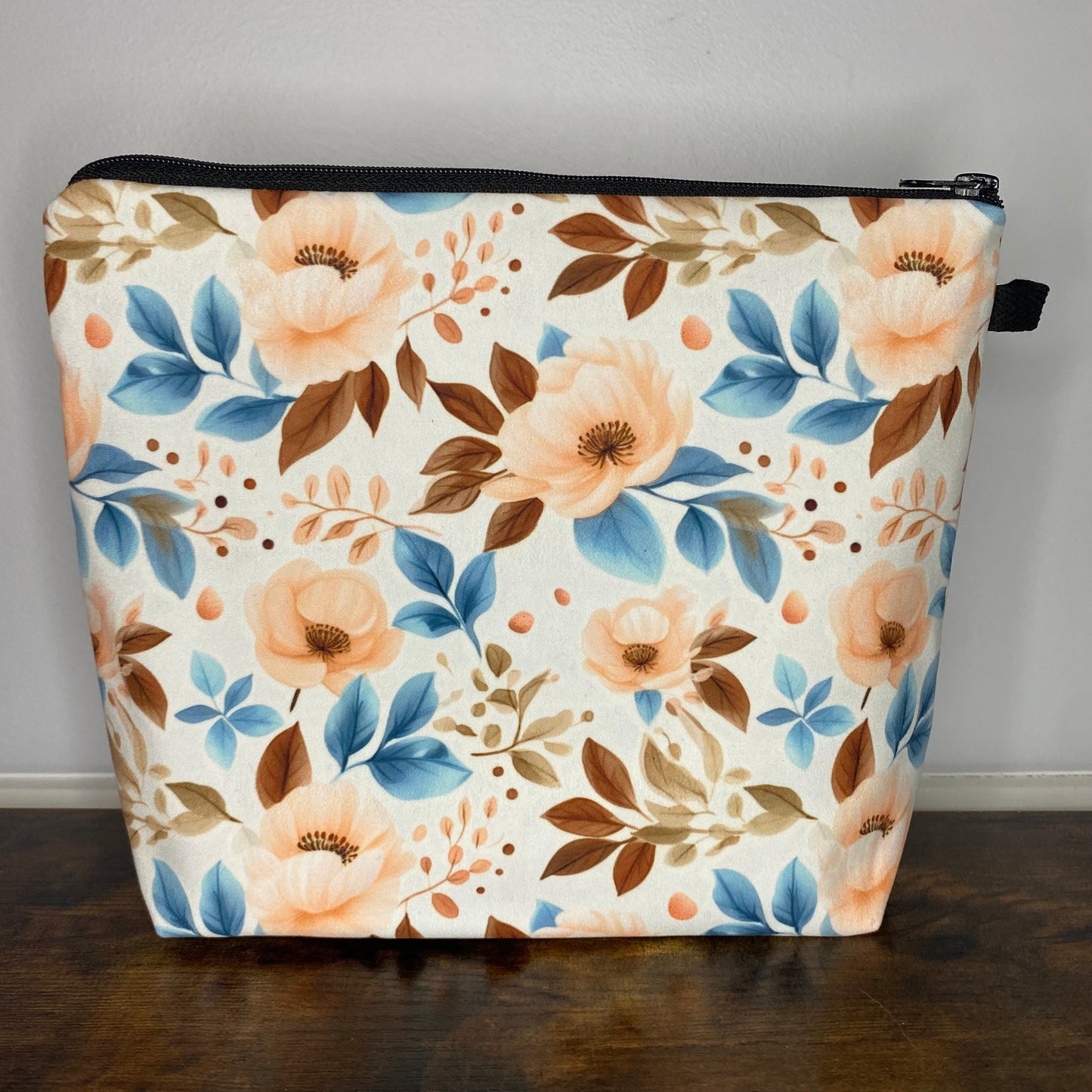 Pouch XL - Floral Peach Teal Coffee