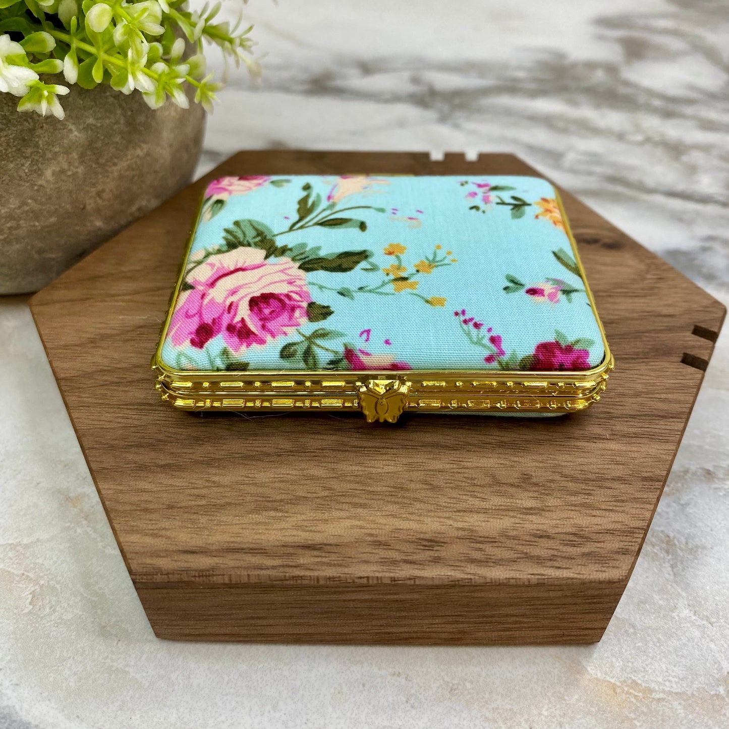 Compact Mirror - Blue Floral