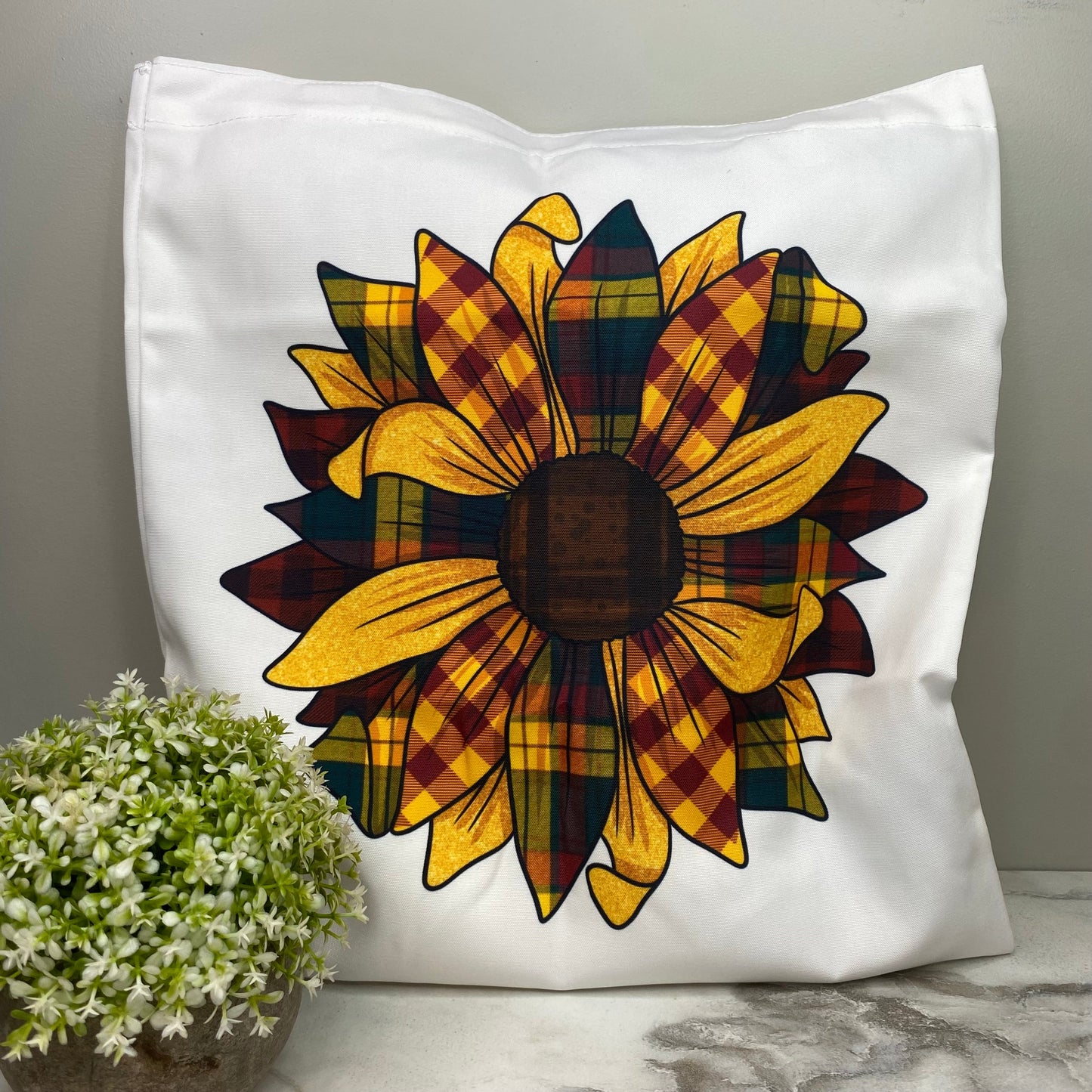 Tote Bag - Plaid Sunflower