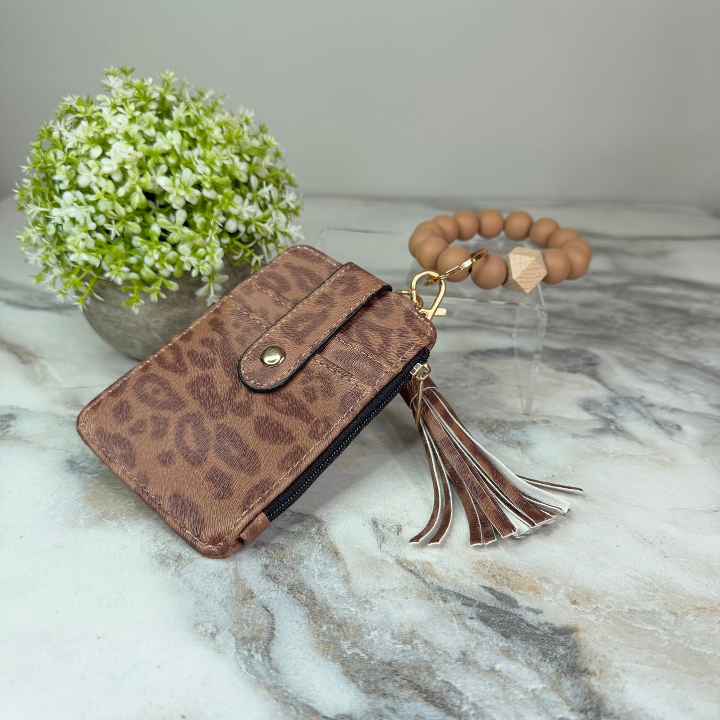 Bracelet Keychain & Card Holder Wallet - Animal Print