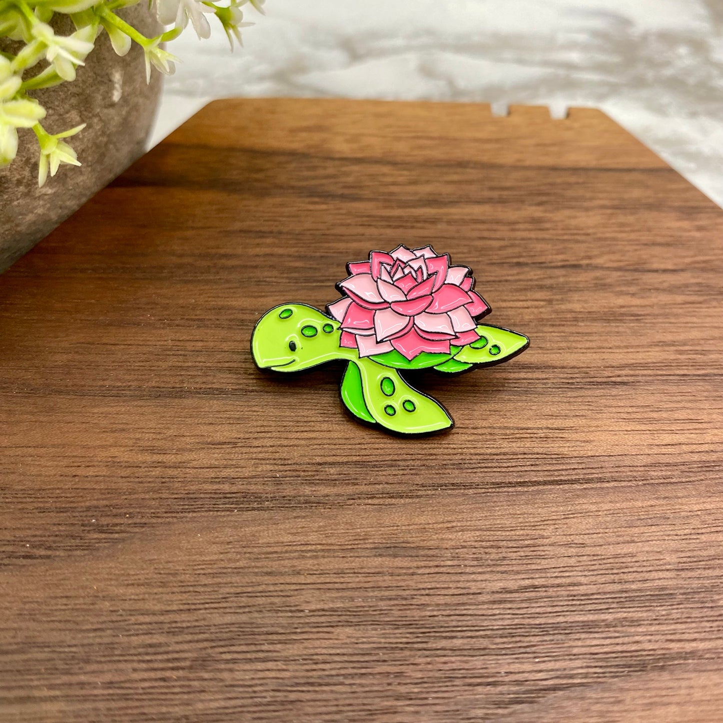 Pin - Floral Turtle