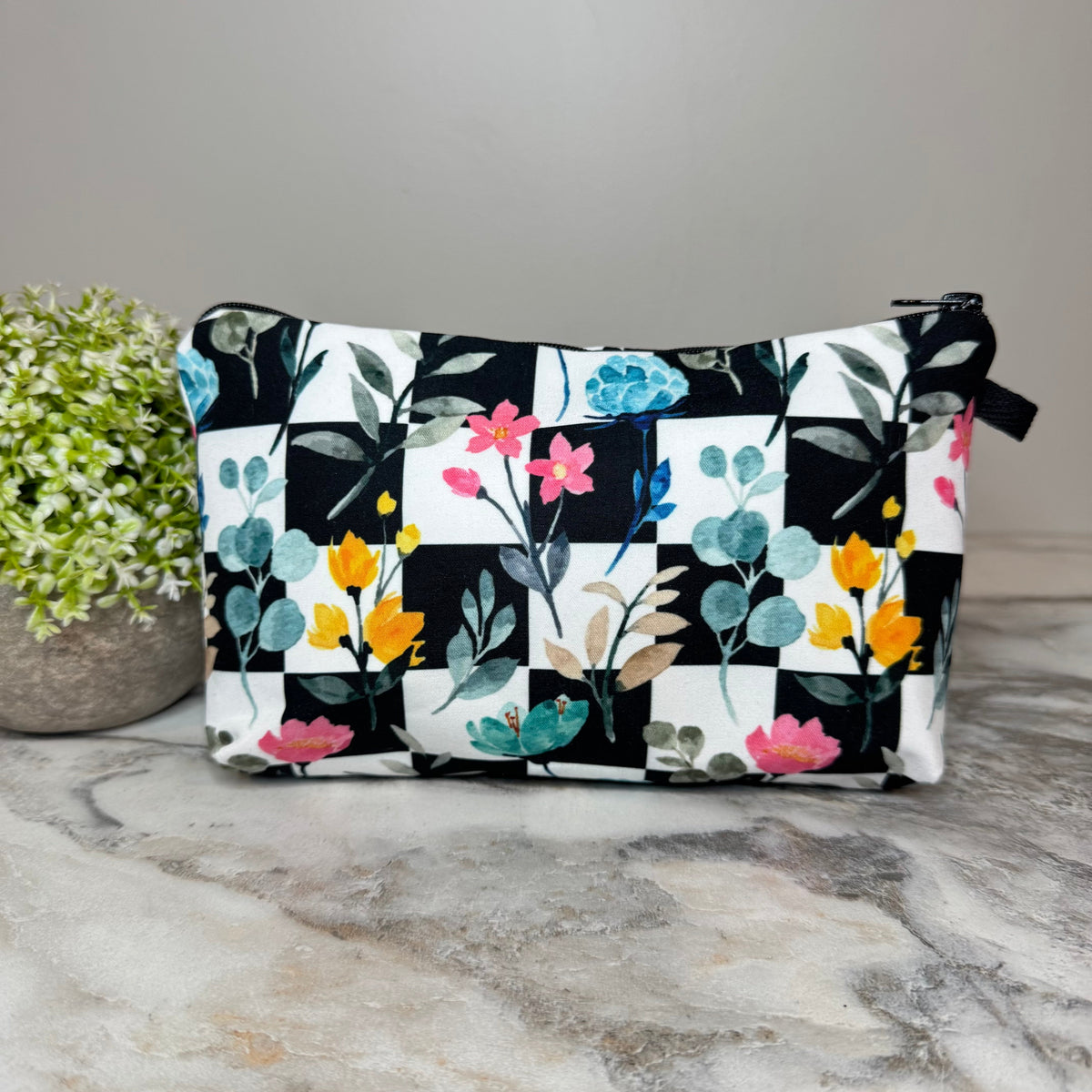 Pouch - Floral Checker