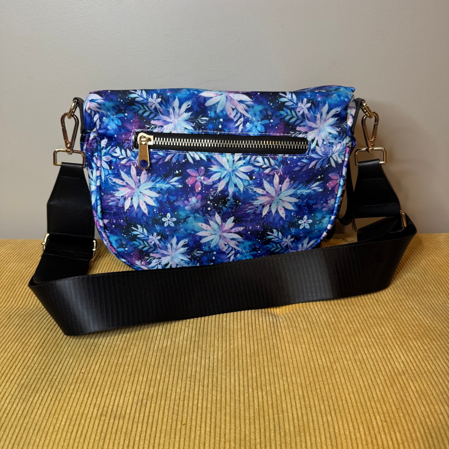 The Roni Nylon Crossbody - Blue Purple Snowflake