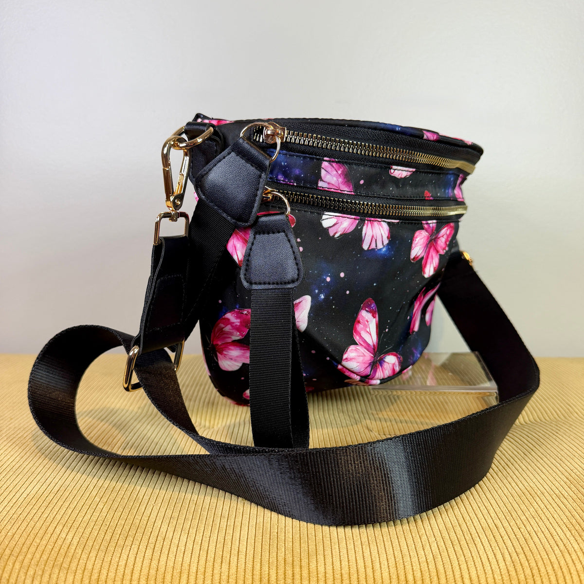 The Roni Nylon Crossbody - Butterfly Pink Galaxy