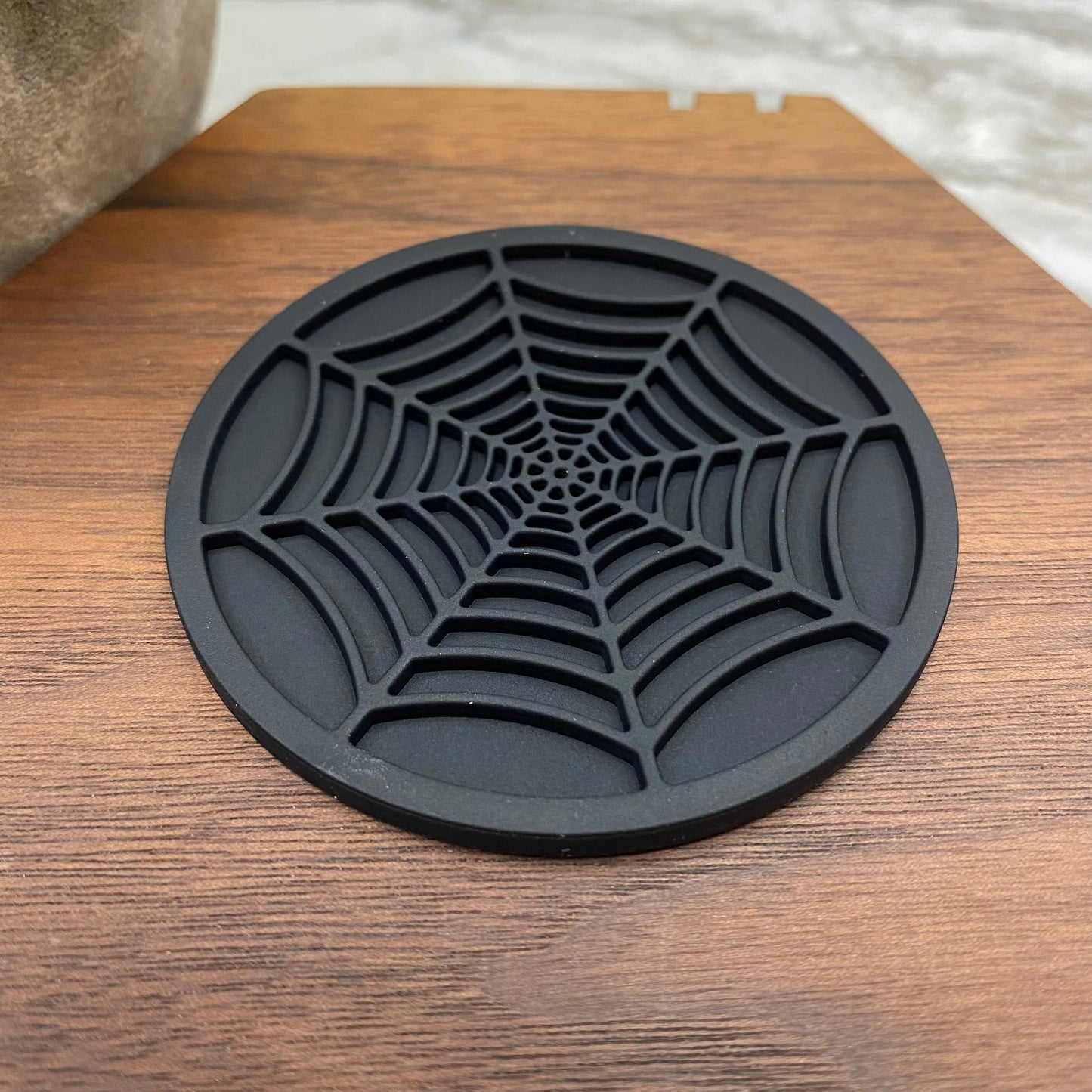 Car Coaster Set of 2 - Silicone - Halloween - Spider Web