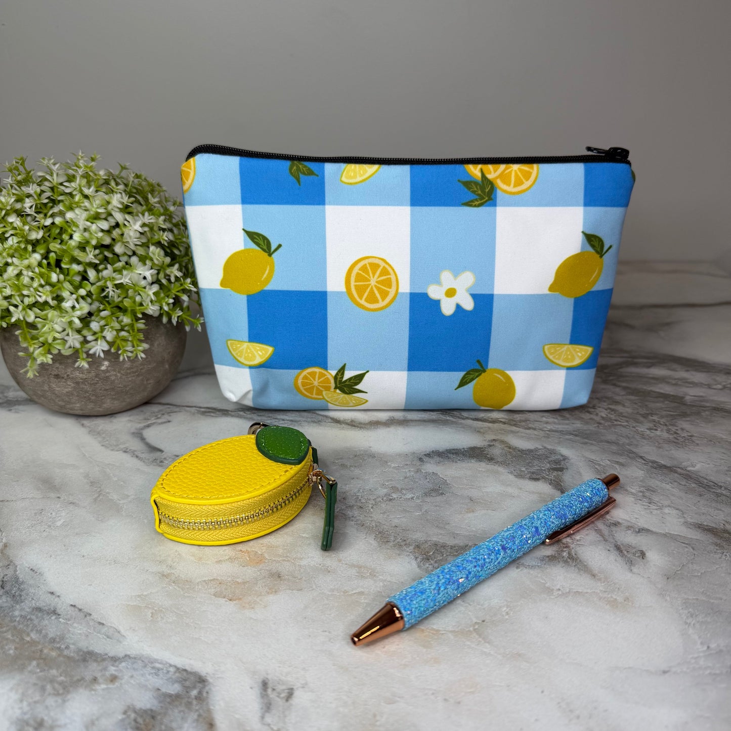 Bundled Set - Lemon Blue Gingham