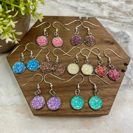 Druzy Dangle Earrings - 12mm