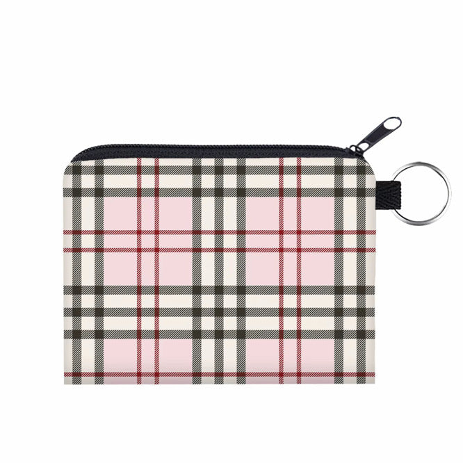 Mini Pouch - Plaid Pink & Tan