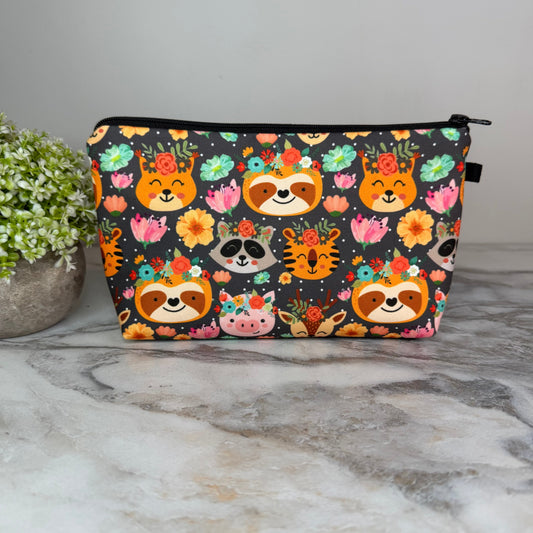Pouch - Floral Animals Pig Sloth Raccoon Tiger