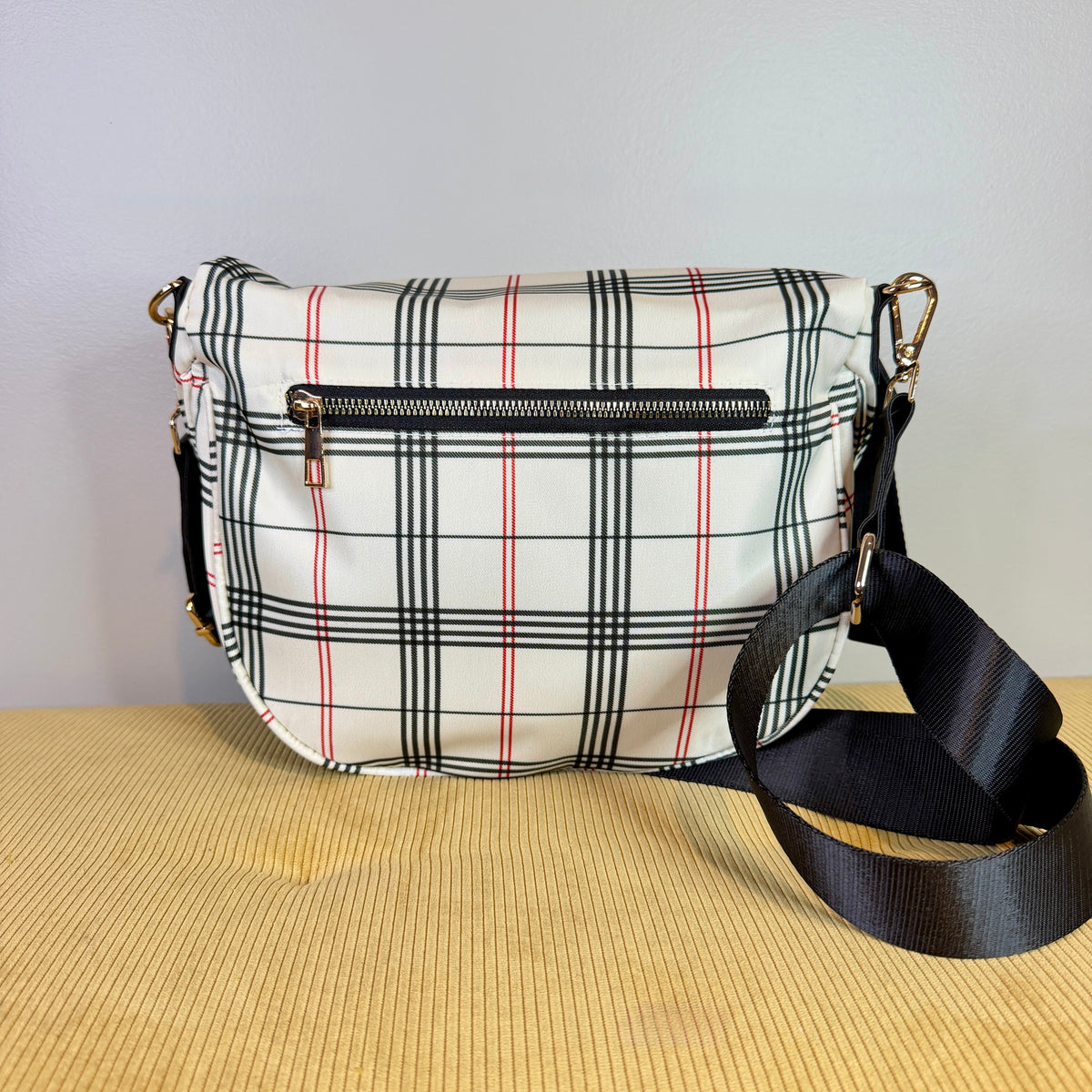 The Roni Nylon Crossbody - Plaid Stripe