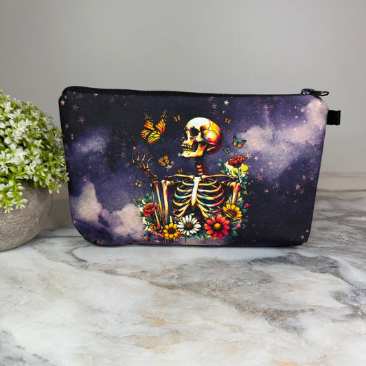 Pouch - Skeleton Floral Butterfly