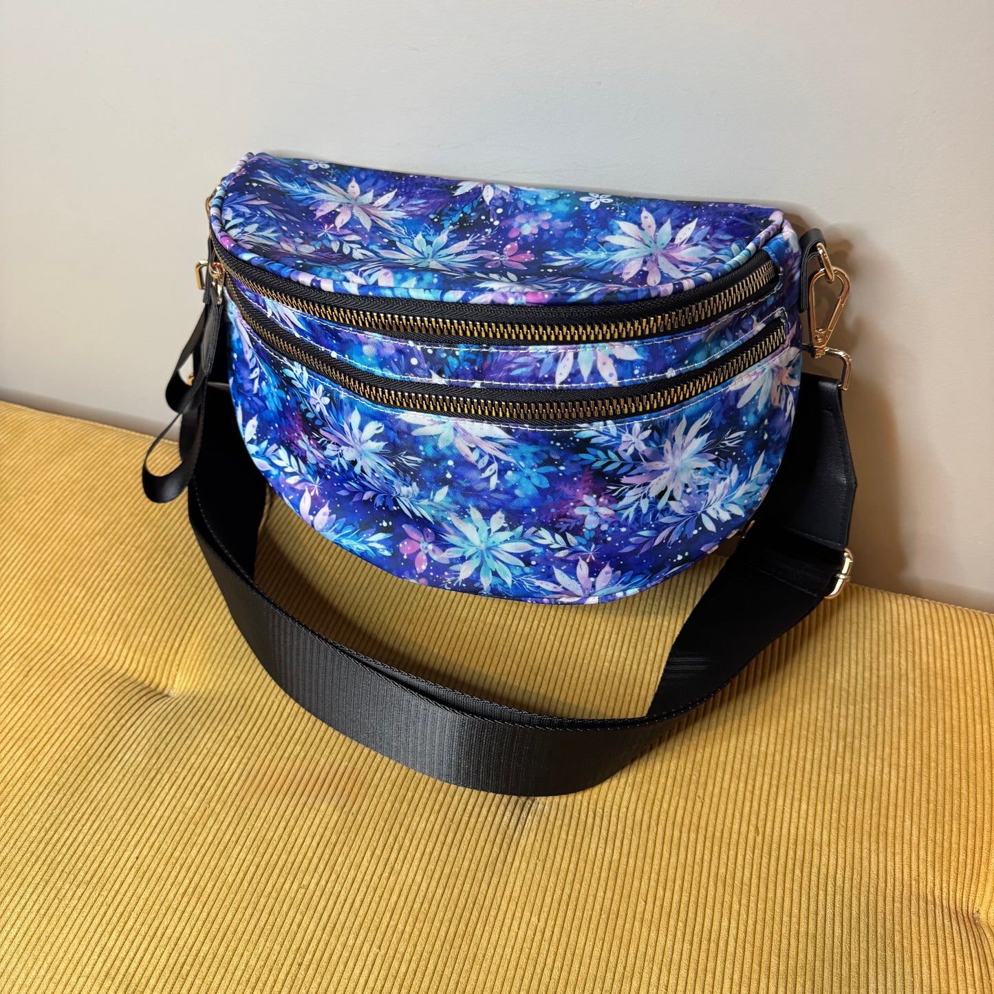 The Roni Nylon Crossbody - Blue Purple Snowflake
