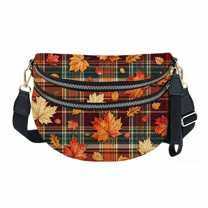 The Roni Nylon Crossbody - Fall Plaid Leaves
