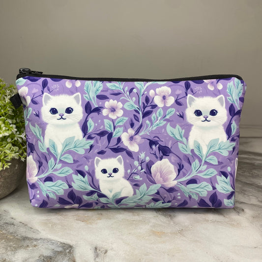 Pouch - Cats Purple Turquoise (Larger Print)