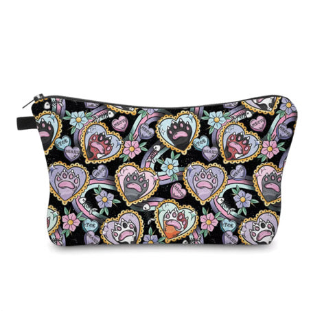Pouch - Cat Paw Heart Meow Black