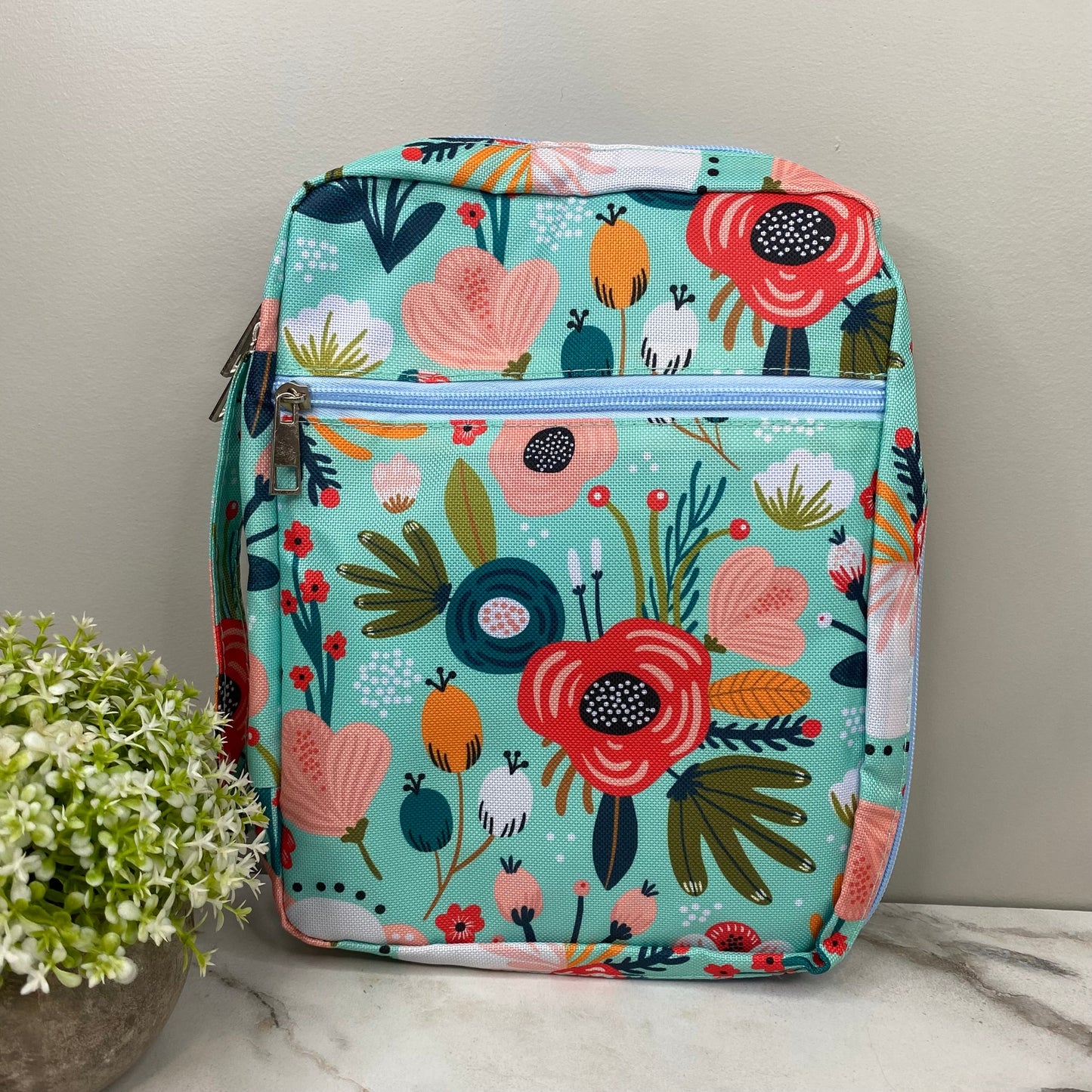 Travel Zip Pouch - Teal Floral