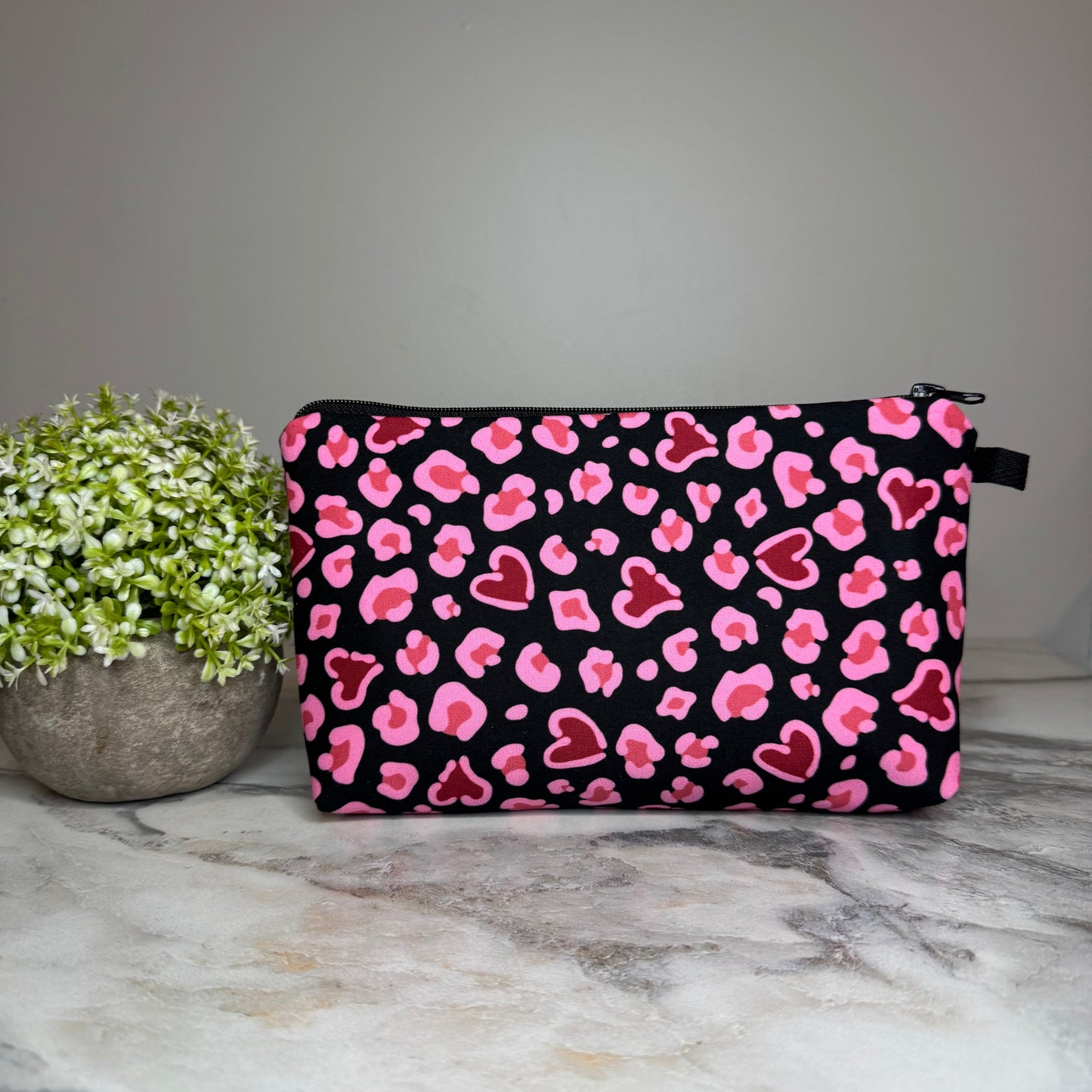 Pouch - Valentine’s Day - Animal Print Heart on Black