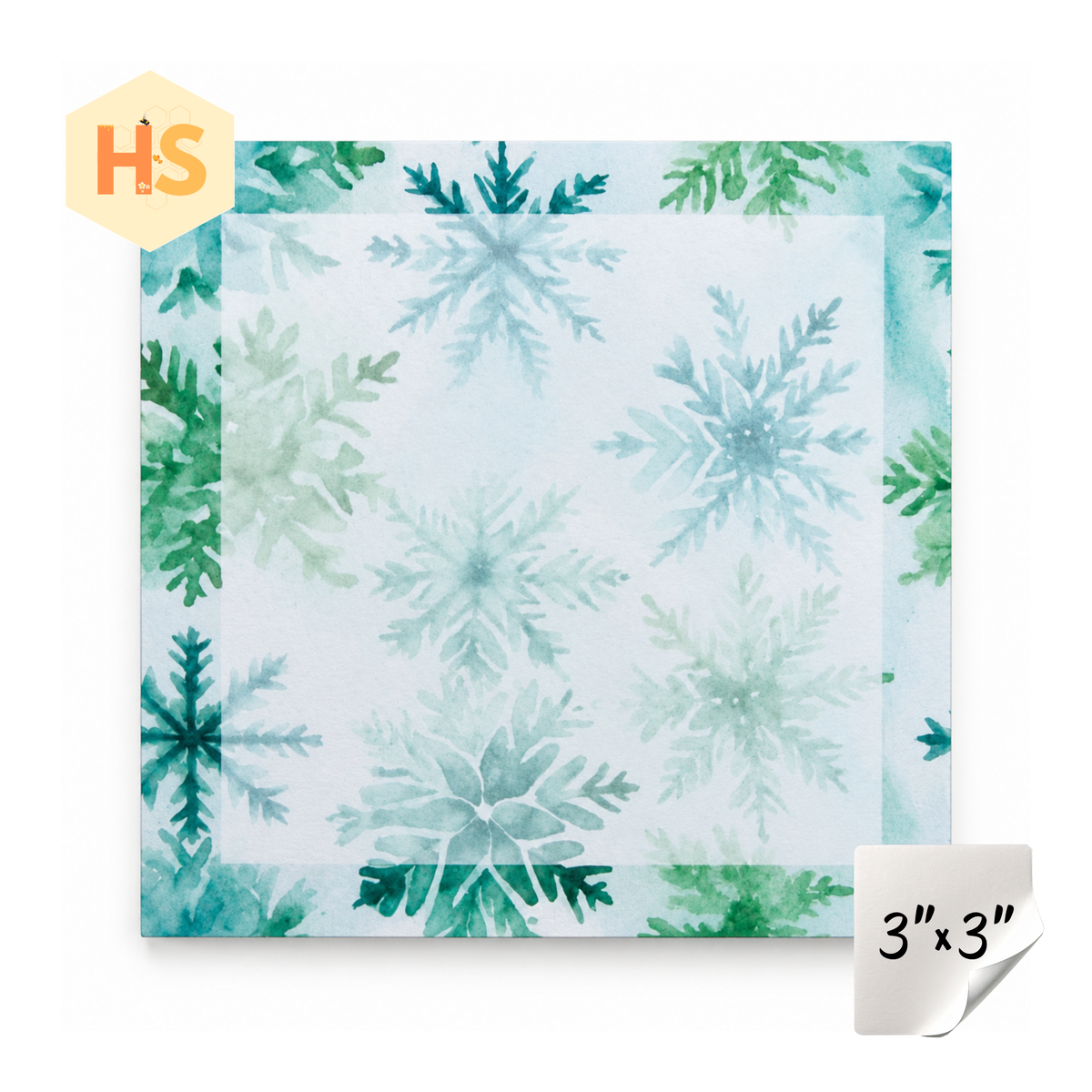 The Sticky Note Collection - Christmas Green Teal Snowflakes