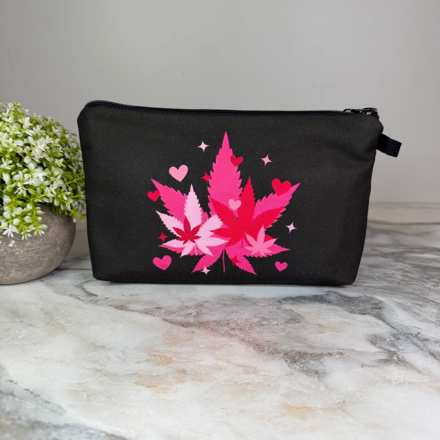 Pouch - Weed Leaves Pink