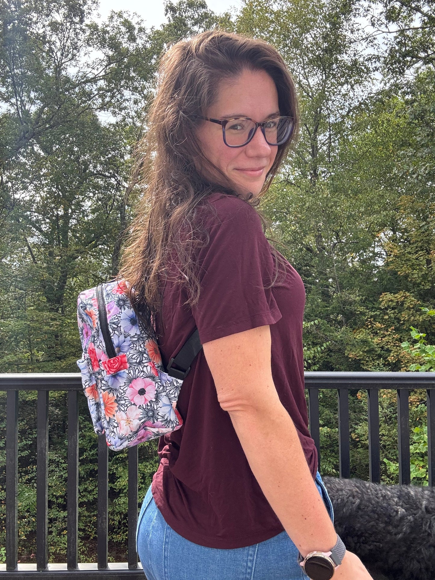 Mini Backpack - Floral Black & White